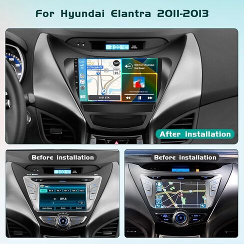 Hikity 4+64G Android 13 Carplay Stereo for 2011-2013 Hyundai Elantra Radio, 9 Inch IPS Touch Screen Radio, Wireless Carplay Android Auto, Bluetooth GPS WiFi 36EQ DSP FM RDS SWC+Mic, AHD Backup Cam in Saudi Arabia