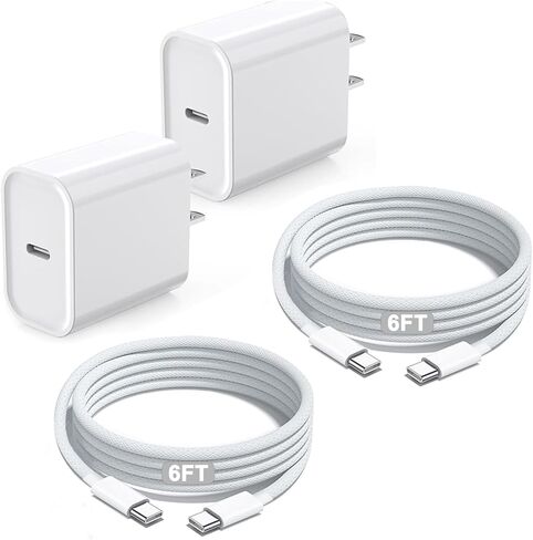 شاحن iPad سريع، شاحن iPad شحن سريع من النوع C USB C شاحن سريع Apple iPad شاحن 3 عبوات 6FT USB C إلى C كابل شحن سلك كتلة لهاتف iPhone 15/iPad Pro 12.9/11in iPad Air 6/5/4/Mini/iPad 10th in Kuwait