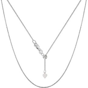 14k White Real Gold Adjustable Box Link Chain Necklace, 0.7mm, 22" in Kuwait