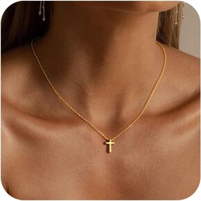 قلادة Yoosteel Gold Cross للنساء - قلادة قلادة قلادة ملموسة من الذهب. in Kuwait