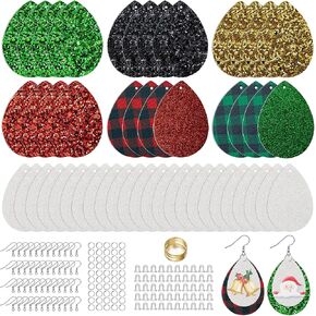 shuangart 194 جهاز كمبيوتر شخصى عيد الهالوين التسامي فارغة لامعة بريق فو الجلود الأقراط عدة، فارغة حية سباركلي نمط الصلبة الأقراط مع ورقة التسامي لصنع المجوهرات DIY in Kuwait