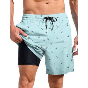 رجال Lzzidou يسبح جذوعها مع ضغوط بطانة 7 بوصة سراويل سراويل للسبع مع جيوب السحاب in Kuwait