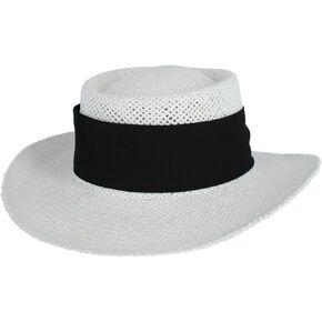 CTM Unisex White Straw Gambler Hat with Hatband in Saudi Arabia