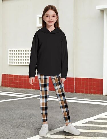 Fuermos Girls Clothes Sets Hooded Sweatshirt and Plaid Pants 2 Piece Girls Fall Outfits 6-14 Years in Kuwait