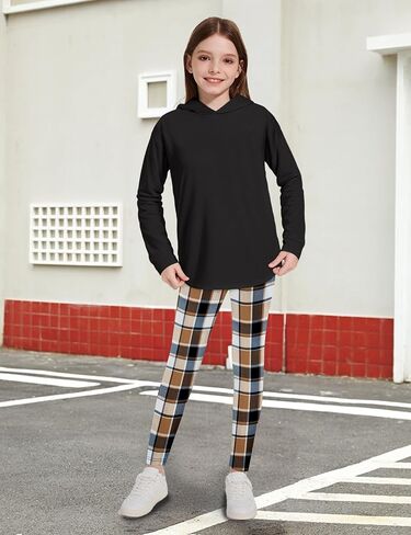 Fuermos Girls Clothes Sets Hooded Sweatshirt and Plaid Pants 2 Piece Girls Fall Outfits 6-14 Years in Kuwait