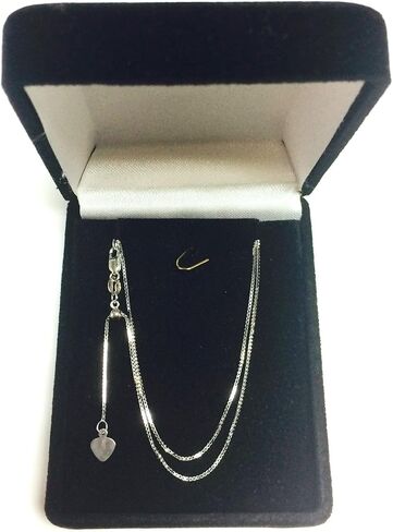 14k White Real Gold Adjustable Box Link Chain Necklace, 0.7mm, 22" in Saudi Arabia