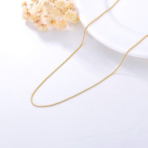 18K الذهب الأصفر 0.7 ملم ، قلادة سلسلة متعرجة من سلسلة Snringbone-chain 1 ملم للنساء ، قلادة عظم الأفعى الذهبية ، سلسلة ذهبية صلبة قوية 18 قيراط ، 14inch-36inch in Kuwait