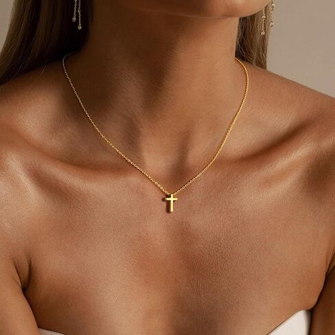 قلادة Yoosteel Gold Cross للنساء - قلادة قلادة قلادة ملموسة من الذهب. in Kuwait