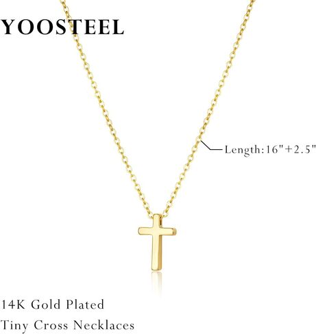 قلادة Yoosteel Gold Cross للنساء - قلادة قلادة قلادة ملموسة من الذهب. in Kuwait