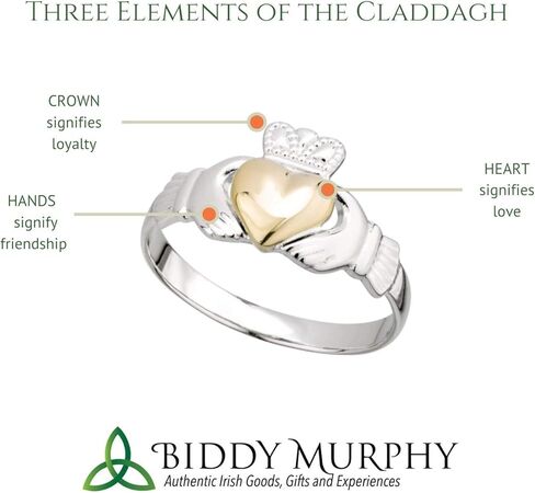Biddy Murphy Irish Claddagh Ring for Men ، 925 Sterling Silver Men Form Traditive Celtic Claddagh Ring المستوردة مباشرة من أيرلندا in Saudi Arabia