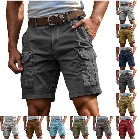 JiXiang Men Cargo Shorts with Pockets Casual Knee Length Lightweight Shorts Stretch Outdoor Hiking Travel Work Short Pants in Saudi Arabia