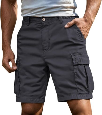 JiXiang Men Cargo Shorts with Pockets Casual Knee Length Lightweight Shorts Stretch Outdoor Hiking Travel Work Short Pants in Saudi Arabia