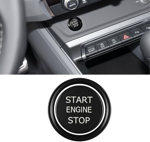 Car Push Start Button Cover, Ignition Switch Button, Engine Push Start Stop Button Cover Trim, Universal Car Accessories Start Stop Button Cover Compatible with A4 LA5 A6 LA7 Q5 Q7 (Black) in Saudi Arabia
