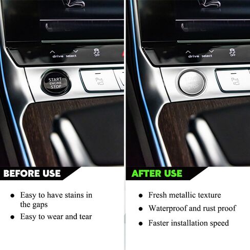 Car Push Start Button Cover, Ignition Switch Button, Engine Push Start Stop Button Cover Trim, Universal Car Accessories Start Stop Button Cover Compatible with A4 LA5 A6 LA7 Q5 Q7 (Black) in Saudi Arabia