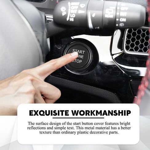 Car Push Start Button Cover, Ignition Switch Button, Engine Push Start Stop Button Cover Trim, Universal Car Accessories Start Stop Button Cover Compatible with A4 LA5 A6 LA7 Q5 Q7 (Black) in Saudi Arabia