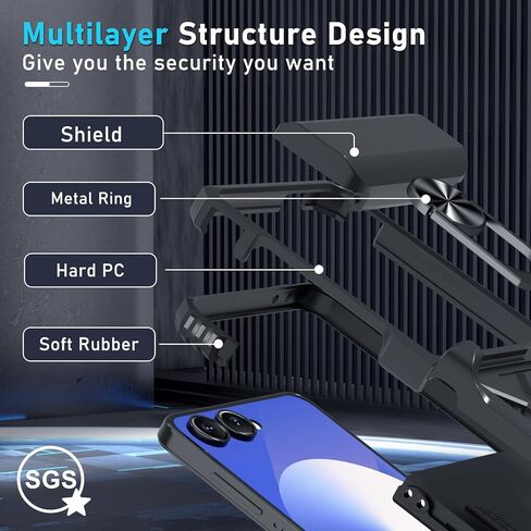 Janmitta for Samsung Galaxy Z Flip 6 Case Built in Front Screen Protector+Hinge Protection+Ring Kickstand,Heavy Duty Shockproof Full Body Protective Cover with Wrist Strap Lanyard,2024 Red in Kuwait