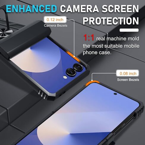 Janmitta for Samsung Galaxy Z Flip 6 Case Built in Front Screen Protector+Hinge Protection+Ring Kickstand,Heavy Duty Shockproof Full Body Protective Cover with Wrist Strap Lanyard,2024 Red in Kuwait