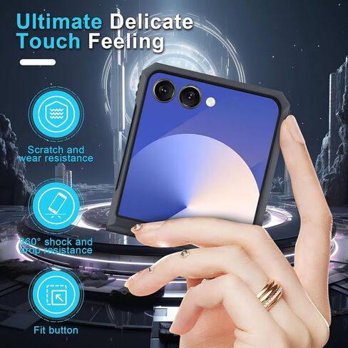 Janmitta for Samsung Galaxy Z Flip 6 Case Built in Front Screen Protector+Hinge Protection+Ring Kickstand,Heavy Duty Shockproof Full Body Protective Cover with Wrist Strap Lanyard,2024 Red in Kuwait