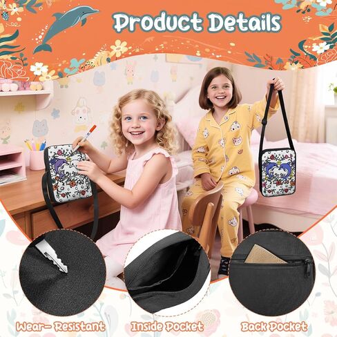 قم بتلوين حقيبة حقيبة رسومات الشعار المبتكرة حقيبة Crossbody Colling for Girls مع 8 PCS علامات in Saudi Arabia