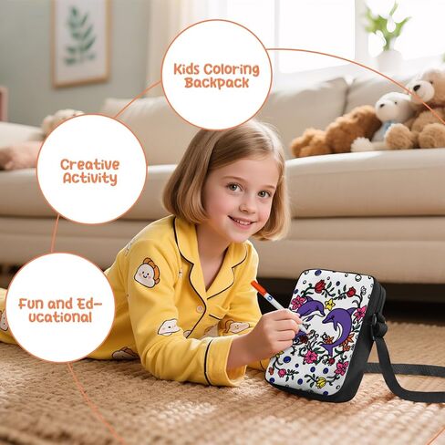 قم بتلوين حقيبة حقيبة رسومات الشعار المبتكرة حقيبة Crossbody Colling for Girls مع 8 PCS علامات in Saudi Arabia