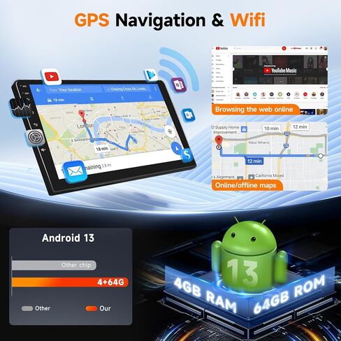 Hodozzy 8 Core 2G+64G Android Car Stereo for Toyota Tundra 2007-2013 for Toyota Sequoia 2008-2019، راديو بشاشة تعمل باللمس 10.1 بوصة مع DSP GPS Carplay Android Auto Mirror Link WIFI Bluetooth FM Radio in Kuwait