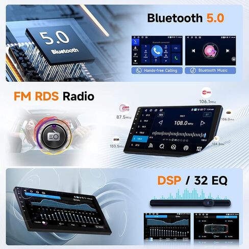 Hodozzy 8 Core 2G+64G Android Car Stereo for Toyota Tundra 2007-2013 for Toyota Sequoia 2008-2019، راديو بشاشة تعمل باللمس 10.1 بوصة مع DSP GPS Carplay Android Auto Mirror Link WIFI Bluetooth FM Radio in Kuwait