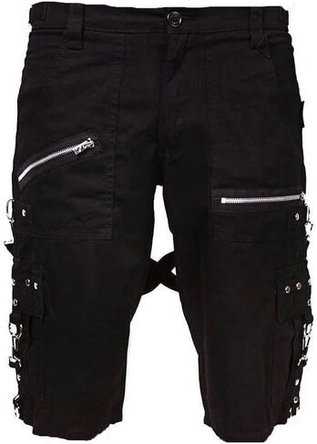 Men Black Punk Shorts Gothic Black Cotton Shorts Punk Emo Shorts with Zipper/USA in Saudi Arabia