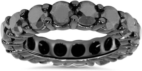 Pompeii 5ct Round Black Diamond Eternity Women Wedding Ring 14k in Saudi Arabia