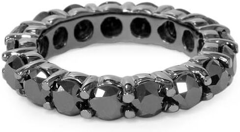Pompeii 5ct Round Black Diamond Eternity Women Wedding Ring 14k in Saudi Arabia