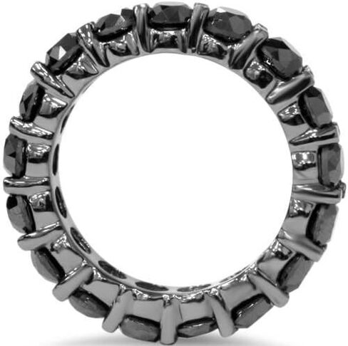 Pompeii 5ct Round Black Diamond Eternity Women Wedding Ring 14k in Saudi Arabia
