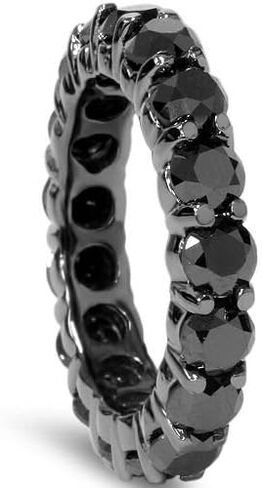 Pompeii 5ct Round Black Diamond Eternity Women Wedding Ring 14k in Saudi Arabia