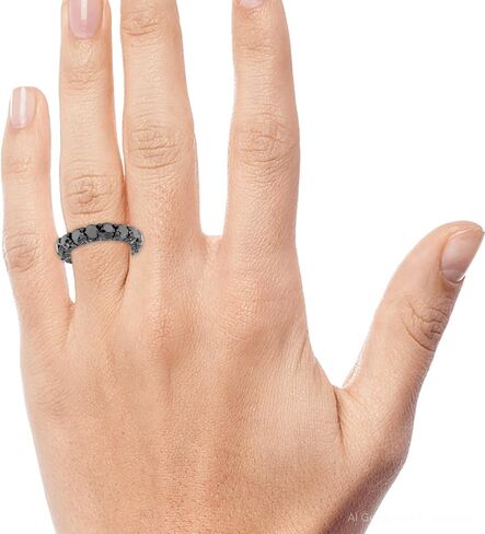 Pompeii 5ct Round Black Diamond Eternity Women Wedding Ring 14k in Saudi Arabia