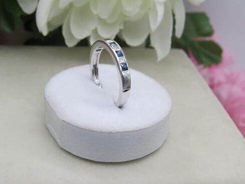 مجموعة RomazzlingRock البديلة الأميرة الأزرق الياقوت و White Diamond Channel مجموعة الزفاف للنساء في 10K ذهب الصلب in Saudi Arabia