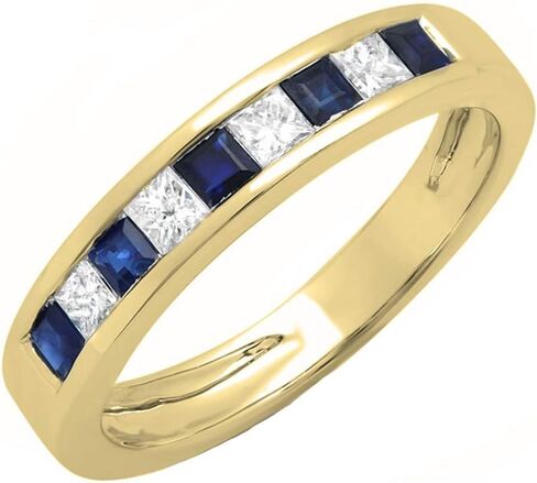 مجموعة RomazzlingRock البديلة الأميرة الأزرق الياقوت و White Diamond Channel مجموعة الزفاف للنساء في 10K ذهب الصلب in Kuwait