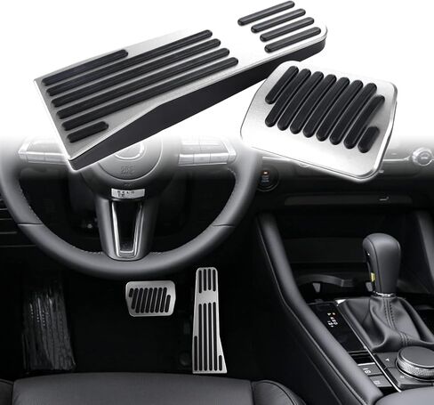 Compatible with Mazda 3 CX-30 MX-30 CX-50 CX-90 Accessories Sporty Anti-Slip Car Interior Foot Pedal Covers Rest Brake Gas Accelerator Pedal Pads -Silver in Saudi Arabia
