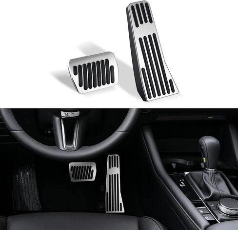 Compatible with Mazda 3 CX-30 MX-30 CX-50 CX-90 Accessories Sporty Anti-Slip Car Interior Foot Pedal Covers Rest Brake Gas Accelerator Pedal Pads -Silver in Saudi Arabia
