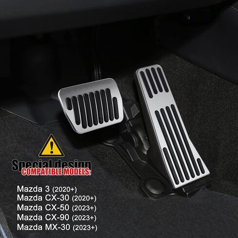 Compatible with Mazda 3 CX-30 MX-30 CX-50 CX-90 Accessories Sporty Anti-Slip Car Interior Foot Pedal Covers Rest Brake Gas Accelerator Pedal Pads -Silver in Saudi Arabia