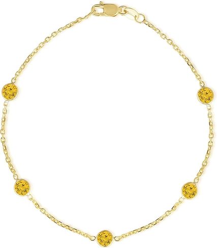 Floreo 14k Yellow Gold 4mm Round Birthstone Cable Bracelet or Anklet in Saudi Arabia