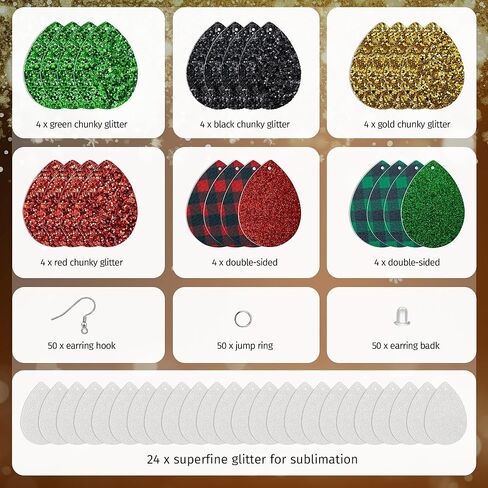 SHUANGART 194 Pcs Halloween Sublimation Blank Shiny Glitter Faux Leather Earrings Kit, Blank Vivid Sparkly Solid Pattern Earrings with Sublimation Paper for DIY Jewelry Making in Kuwait