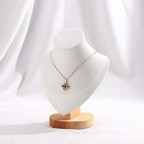 Wooden Small Portrait Necklace Display Stand with Black Leather Soft Mat Mannequin Bust Model Jewelry Organizer Holder for Craft Shows Selling Shows Home Decor (White, Small) in Saudi Arabia