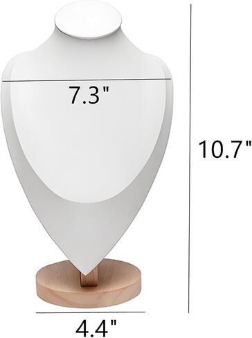 Wooden Small Portrait Necklace Display Stand with Black Leather Soft Mat Mannequin Bust Model Jewelry Organizer Holder for Craft Shows Selling Shows Home Decor (White, Small) in Saudi Arabia