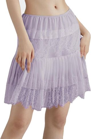 Lisenrain Women Mini Slip Skirt Lace Trim Lace Lace Lunderskirt Y2K Summer Summer Tier -Flowy Flowy Shulk Skirt in Kuwait
