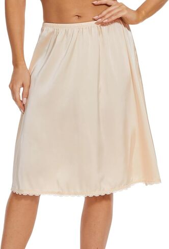 Half Slip for Women Under Dress Lace Satin Slip Skirt Elastic Waist Under Skirt Extender in Saudi Arabia