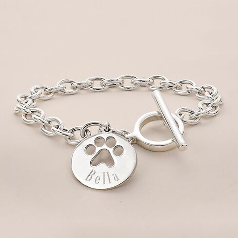 Ross-Simons Sterling Silver Personized Paw Print Cut Scarm Bracelet in Saudi Arabia