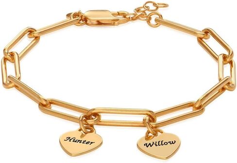 MyNameNecklace Personalized Rory Bracelet with Custom Heart Charms - Diamond Option - by MYKA in Kuwait