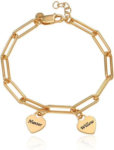 MyNameNecklace Personalized Rory Bracelet with Custom Heart Charms - Diamond Option - by MYKA in Kuwait