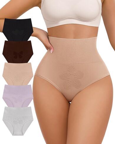 Women's Underwear 5 Pack High Waisted Tummy Control Ladies Panties Breathable Comfortable Briefs Full Coverage S-XXL in Saudi Arabia