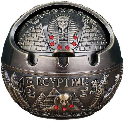 سجائر معادن مصرية ذات طابع مصري مع غطاء محمول - مكتب زخرفي محمول مغطاة الحلي المحمولة الرائحة المحمولة هدايا الديكور والزخارف في الهواء الطلق للأصدقاء (اللون البرونزي) in Kuwait