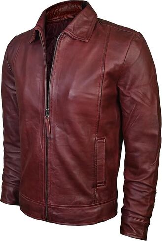 سترة جلدية للرجال - Lambskin Classic Classic Style Leather Justicets للرجال بني جلدي سترة للرجال in Kuwait