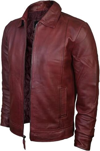 سترة جلدية للرجال - Lambskin Classic Classic Style Leather Justicets للرجال بني جلدي سترة للرجال in Kuwait
